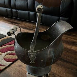 Antique porcelain coal bucket porcelain handles